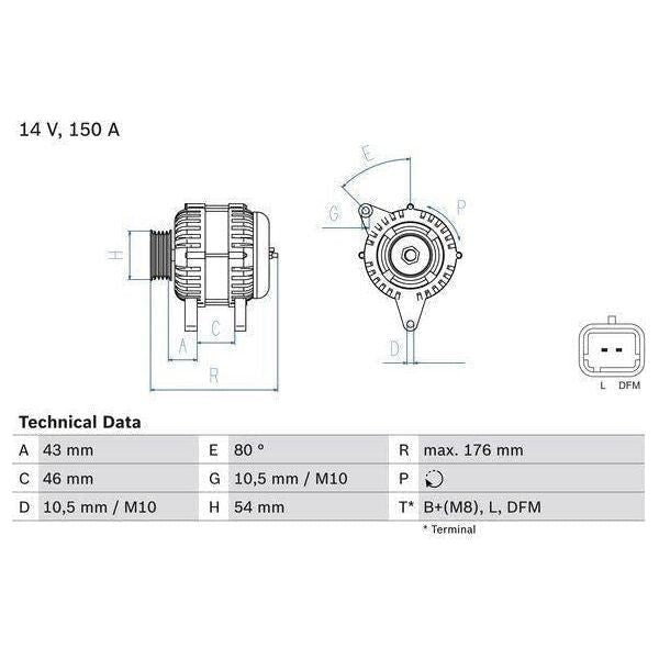 Bosch Reman Alternator 4736 0986047360 Bosch  - Town Parts