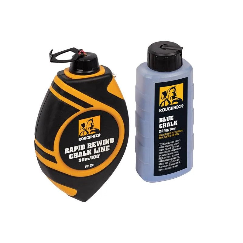 Roughneck Rapid Rewind Chalk Line Set 30m (100ft) - 43-070