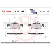 Brembo 4 x Rear Brake Pad Set P24148X