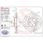 Brembo 2 x Slotted/Perforated Front Brake Discs 09.B754.21
