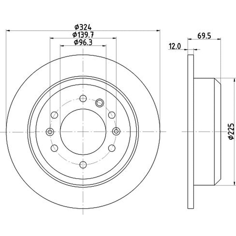 DON 2 x Solid Rear Brake Discs PCD15402