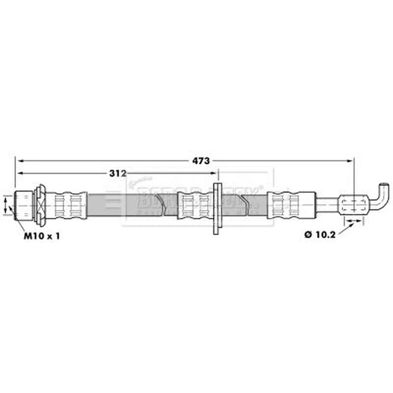 Borg & Beck Brake Hydraulic Hose Line Front Right BBH7222