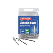 Faithfull Aluminium Rivets 4.8 x 8mm Short Pre-Pack of 50 - FAIAR5S50