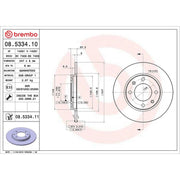 Brembo 2 x Solid Rear Brake Discs 08.5334.11