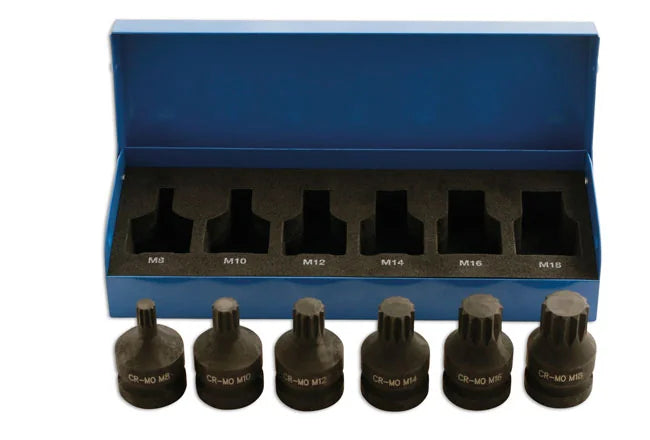 Laser Tools Impact Spline Socket Bit Set 1/2"D 6pc - PL