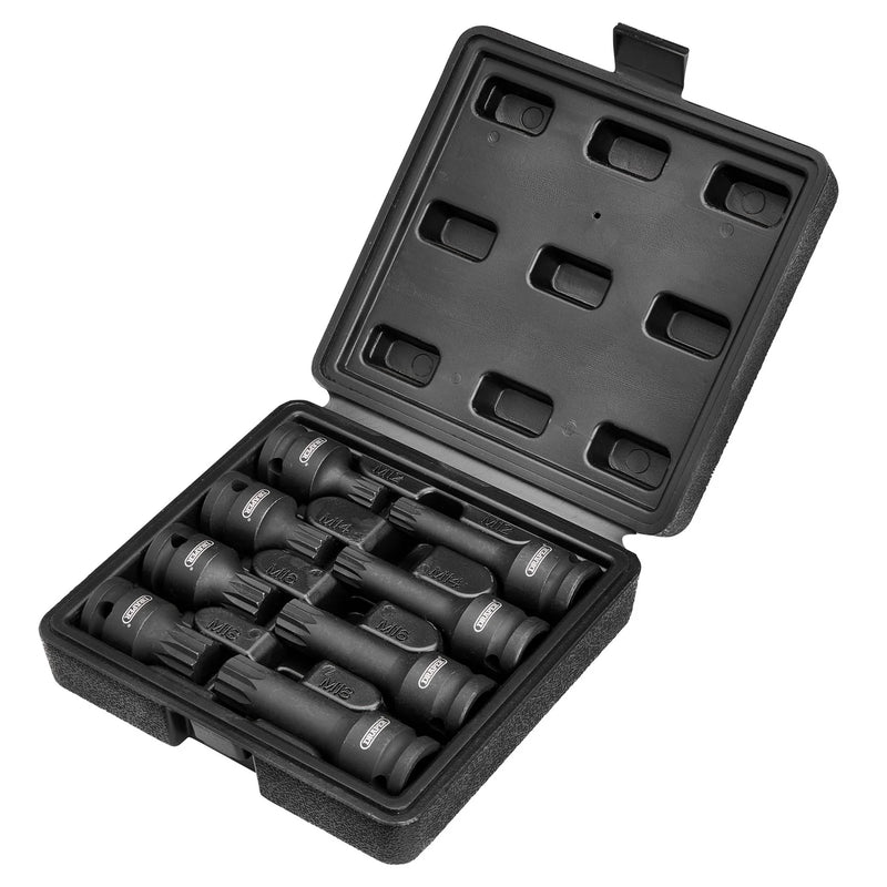 Draper Tamper Proof Impact Spline Set 1/2" Sq. Dr. (8 Piece)