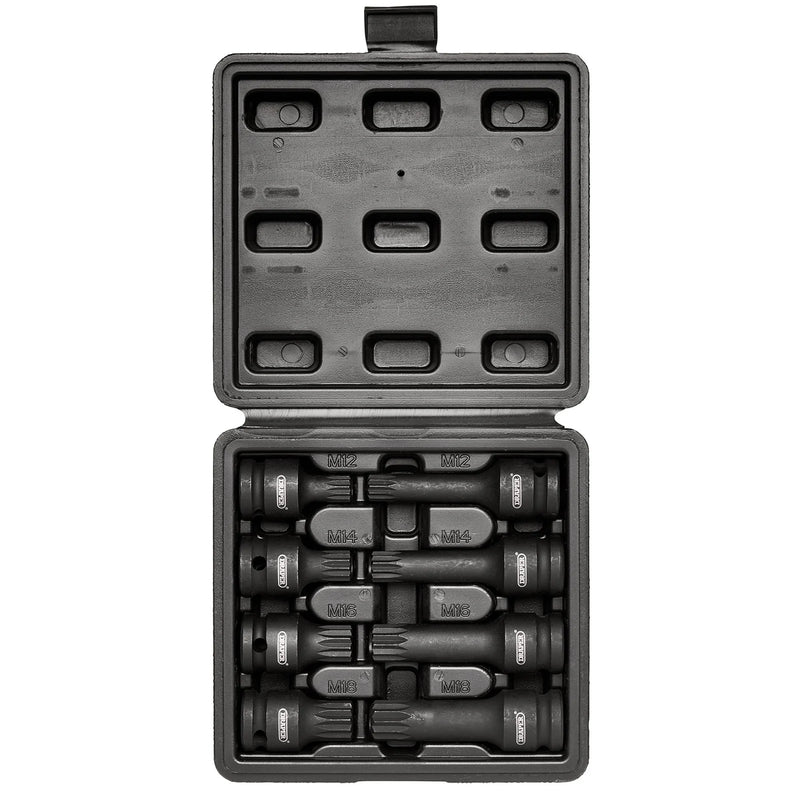 Draper Tamper Proof Impact Spline Set 1/2" Sq. Dr. (8 Piece)