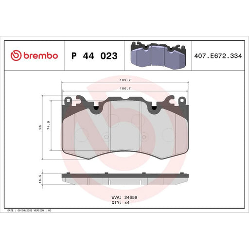 Brembo 4 x Front Brake Pad Set P44023