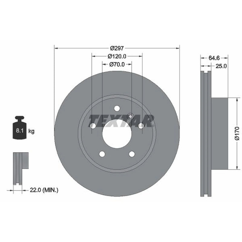 Textar 2 x Front Brake Discs 92093600