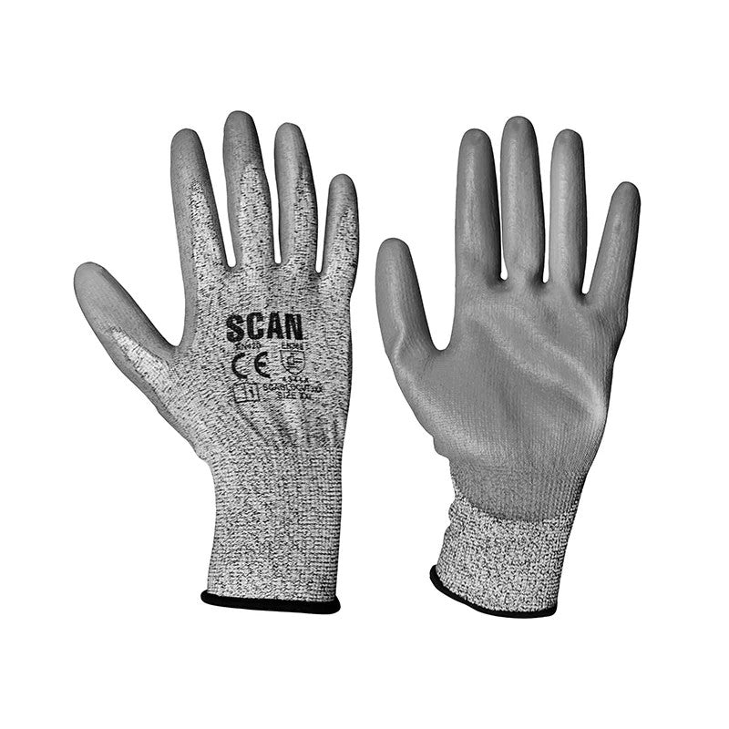 Scan Grey PU Coated Cut 3 Gloves - XXL (Size 11) - H3101-3
