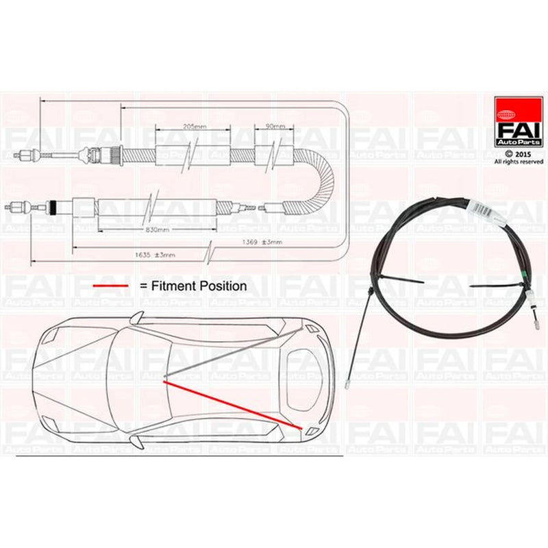 FAI Handbrake Cable Left Rear FBC0016