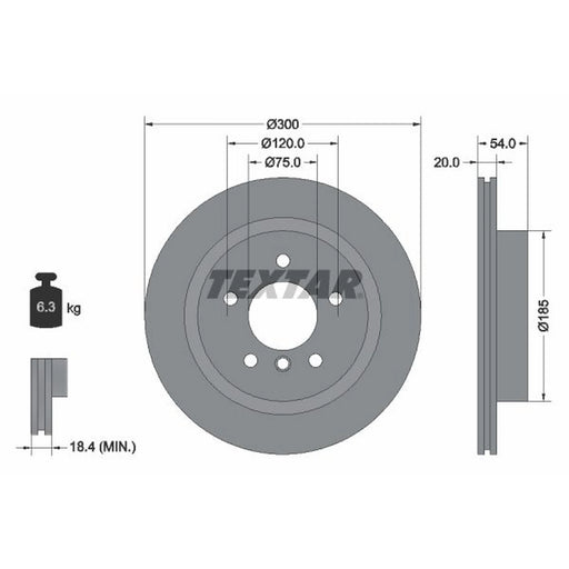 Textar 2 x Internally Vented Rear Brake Discs 92196605