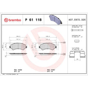 Brembo 4 x Front Brake Pad Set P61118
