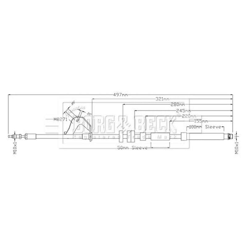 Borg & Beck Brake Hydraulic Hose Line Front Right BBH8921