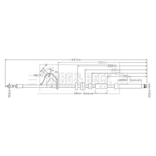 Borg & Beck Brake Hydraulic Hose Line Front Right BBH8921