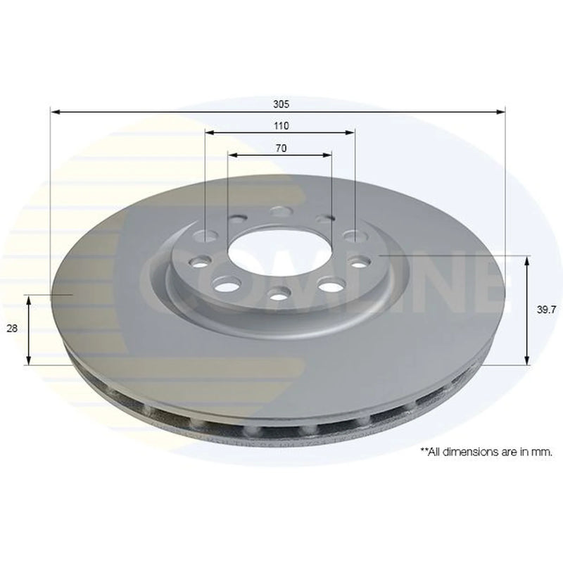 Comline 2 x Front Brake Discs ADC2842V