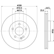 DON 2 x Internally Vented Front Brake Discs PCD17092