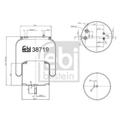 Febi Air Suspension Bellow 258mm Rear Right 38719