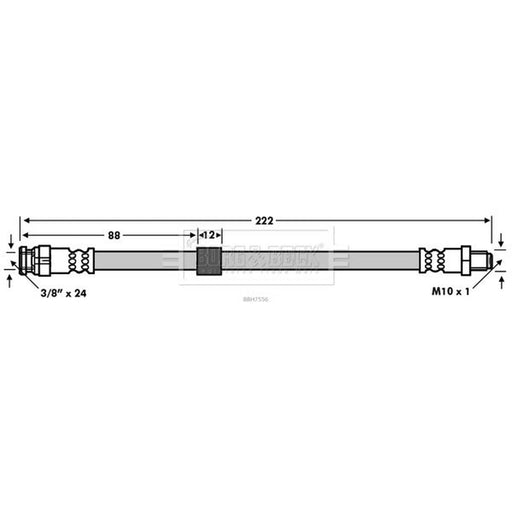 Borg & Beck Brake Hydraulic Hose Line Rear Left BBH7556