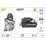 Valeo Starter Motor 12V 1.6kW 11 Teeth 432637