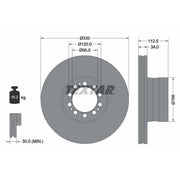 Textar 2 x Internally Vented Brake Discs 93322400 OE 1703801