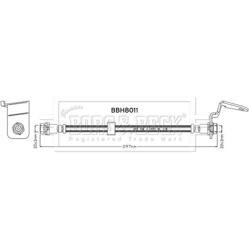 Borg & Beck Brake Hydraulic Hose Line Rear Left BBH8011