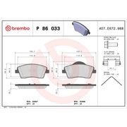 Brembo 4 x Front Brake Pad Set P86033