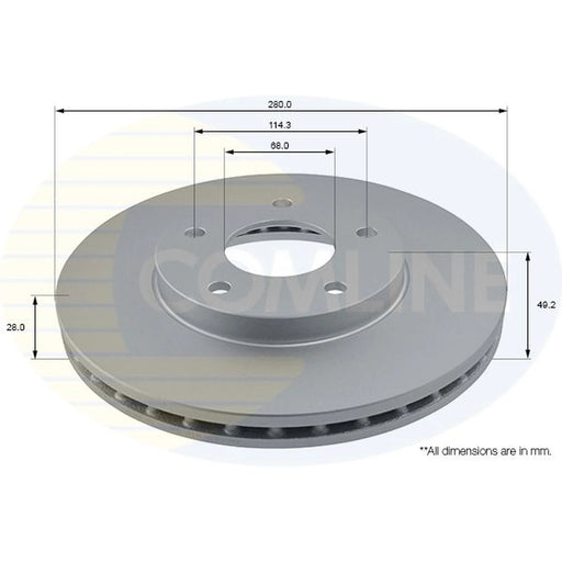 Comline 2 x Internally Vented Front Brake Discs ADC0260V