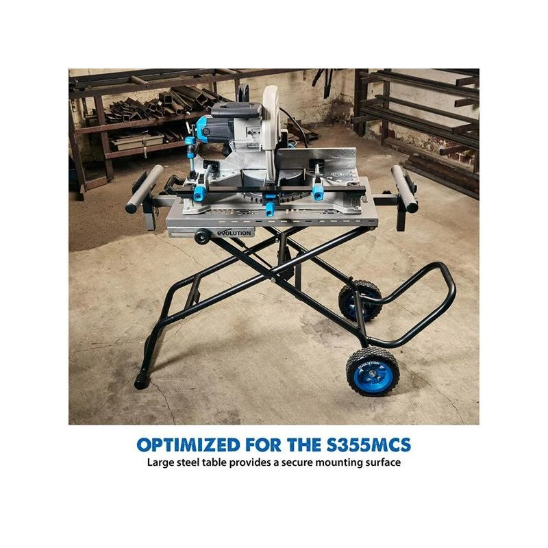 Evolution S355MCS Mitre Chop Saw Wheeled Stand with Powerlift Assist - 133-0001