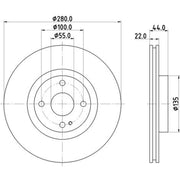 DON 2 x Internally Vented Front Brake Discs PCD17662
