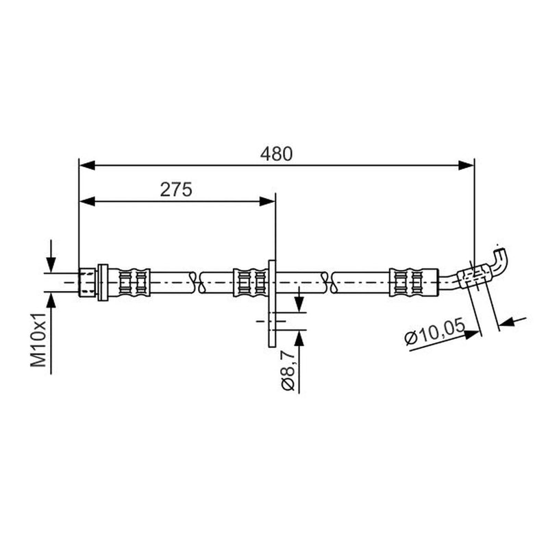 Bosch Brake Hydraulic Hose Line Front Right 1 987 476 757