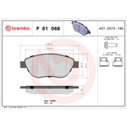 Brembo 4 x Front Brake Pad Set P61068