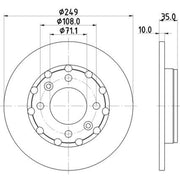 DON 2 x Solid Rear Brake Discs PCD21782