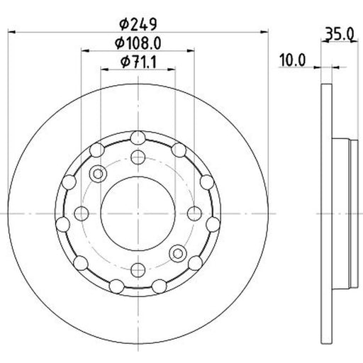 DON 2 x Solid Rear Brake Discs PCD21782