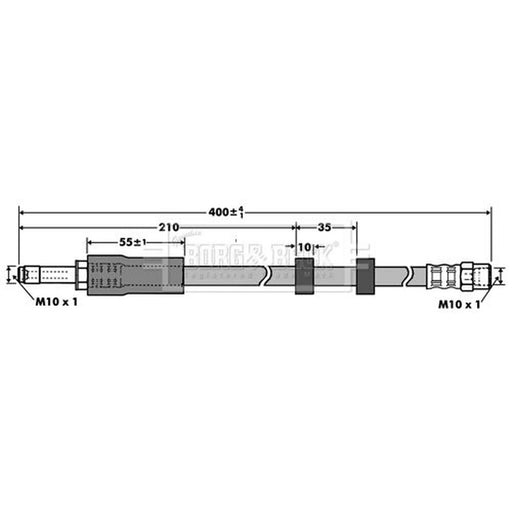 Borg & Beck Brake Hydraulic Hose Line Front Left BBH7390