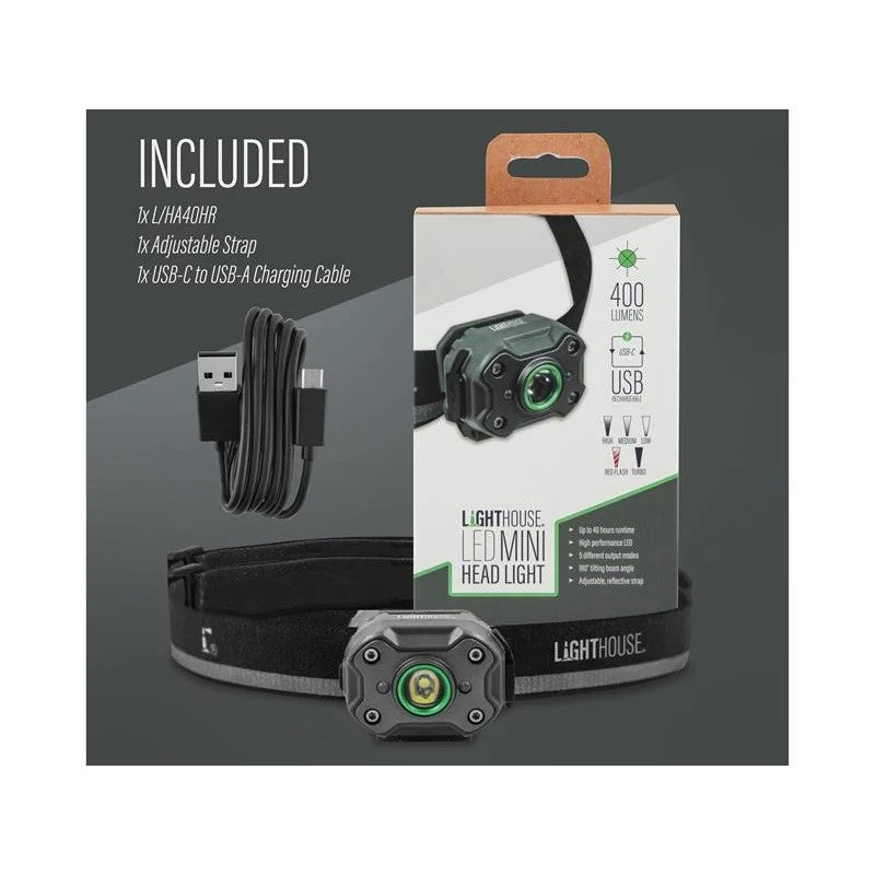 Lighthouse Rechargeable Mini LED Headlight 400 Lumens - L/HA40HR