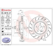 Brembo 2 x Perforated/Vented Rear Brake Discs 09.A818.21