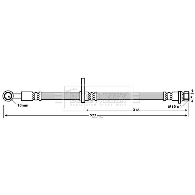 Borg & Beck Brake Hydraulic Hose Line Rear Left BBH7750