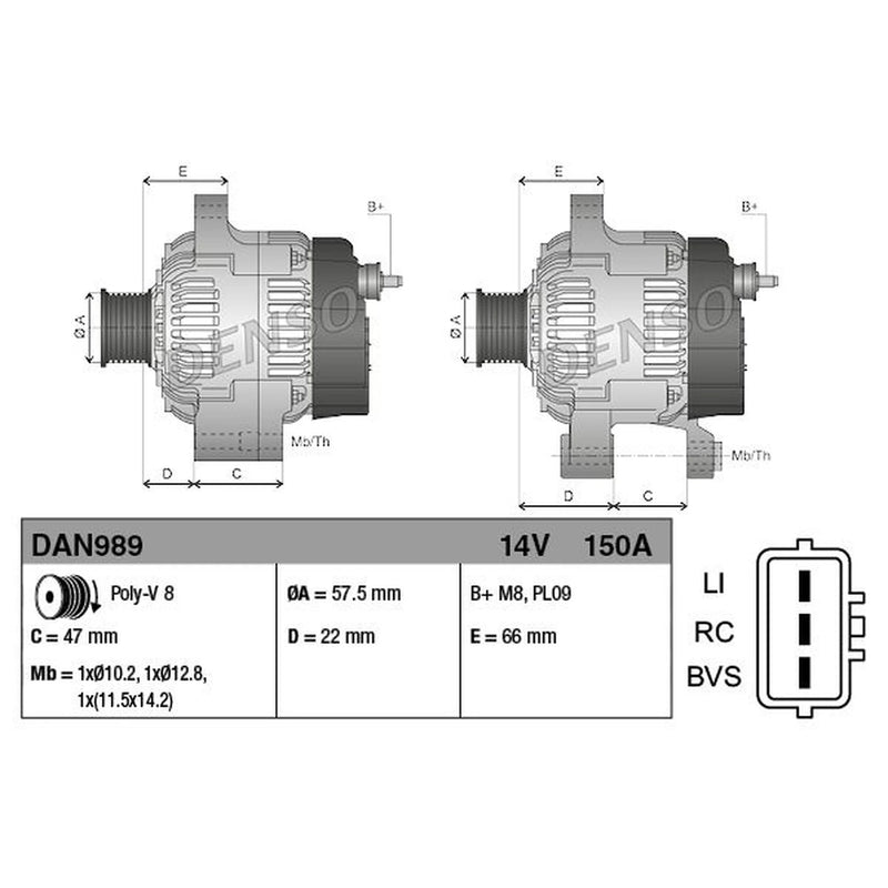 Denso Car Alternator 12V DAN989