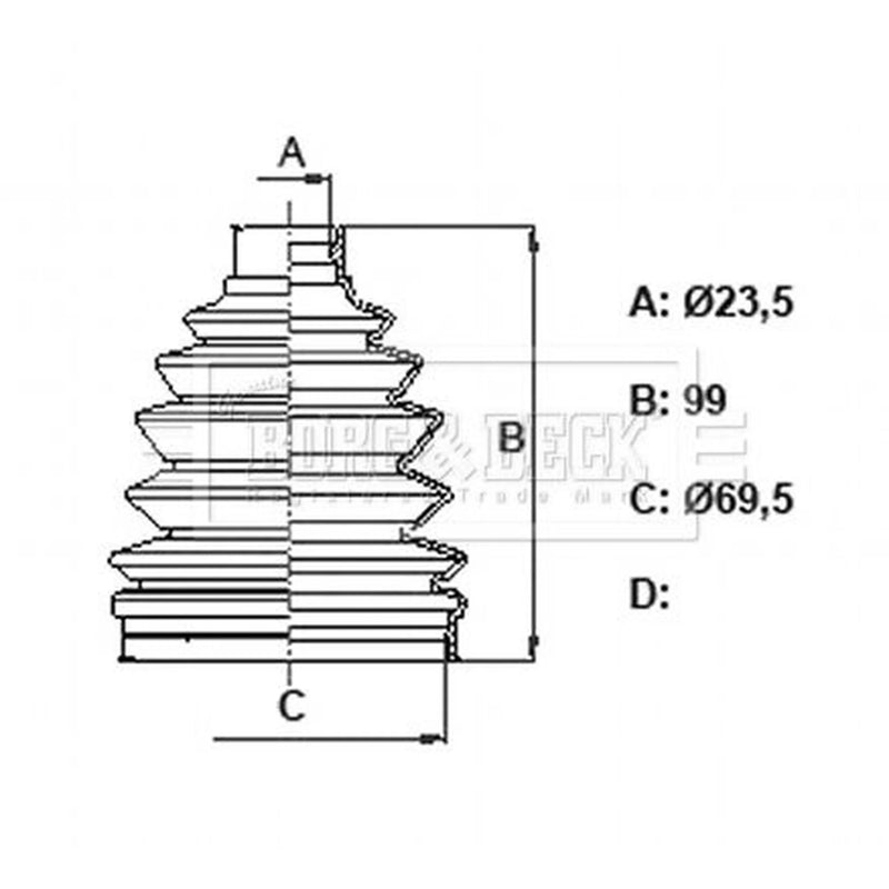 Borg & Beck Drive Shaft Bellow Kit Front Left Thermoplast BCB6166