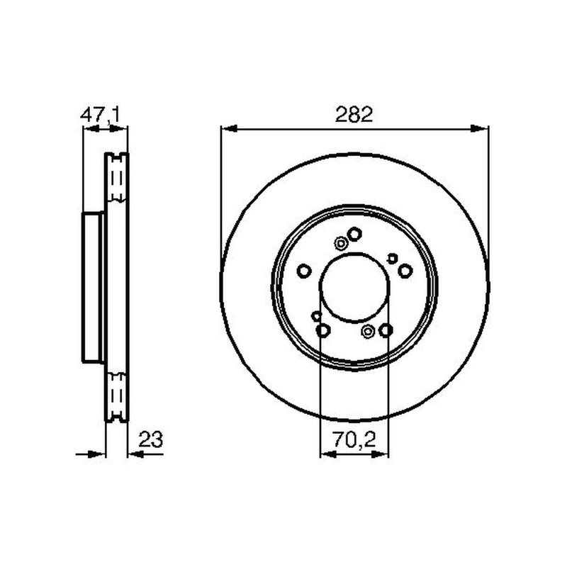 Bosch 2 x Vented Front Brake Discs 0 986 478 667