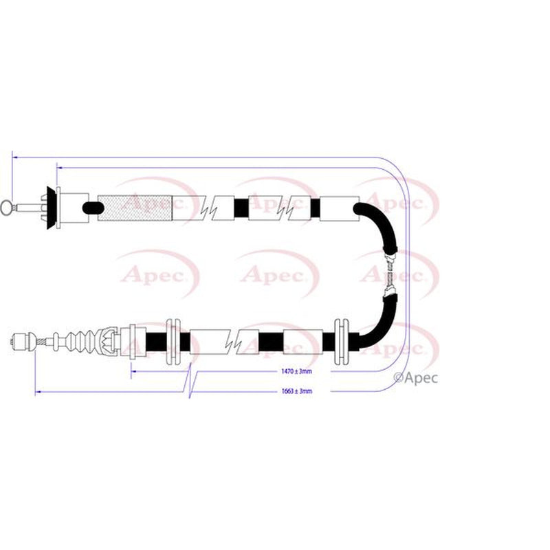 Apec Handbrake Cable Right Rear CAB1300