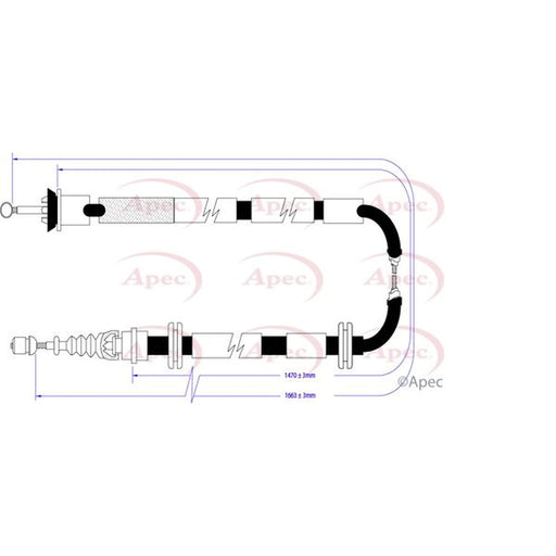 Apec Handbrake Cable Right Rear CAB1300