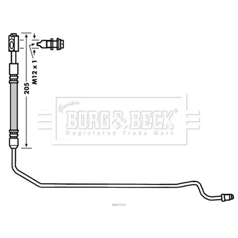 Borg & Beck Brake Hydraulic Hose Line Rear BBH7910