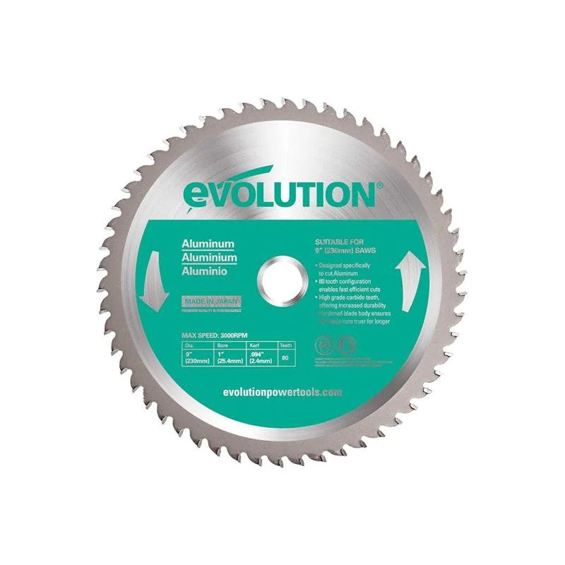 Evolution Aluminium Cutting Mitre Saw Blade 230 x 25.4mm x 80T - A230TCT-80CS
