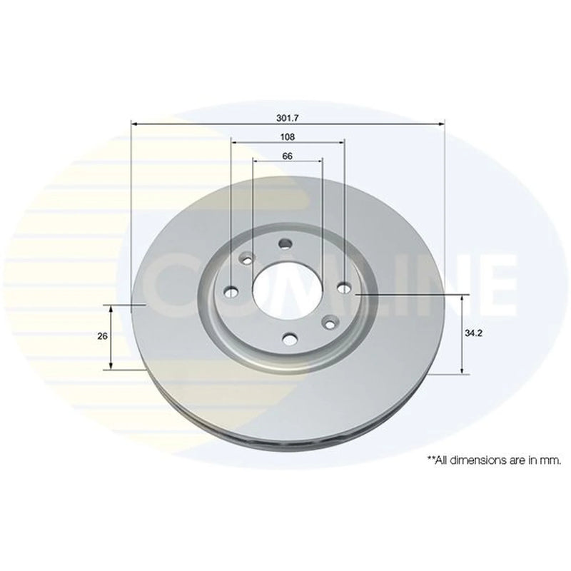 Comline 2 x Internally Vented Front Brake Discs ADC1592V