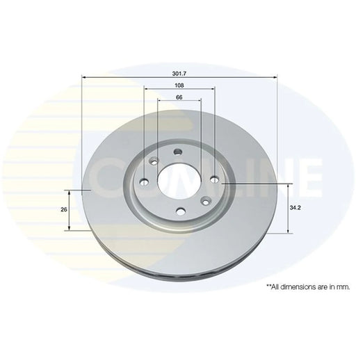 Comline 2 x Internally Vented Front Brake Discs ADC1592V