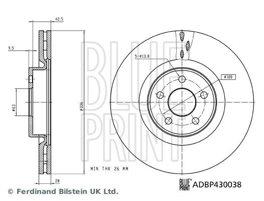 Blue Print 2 x Brake Disc Set Internally Vented Front
