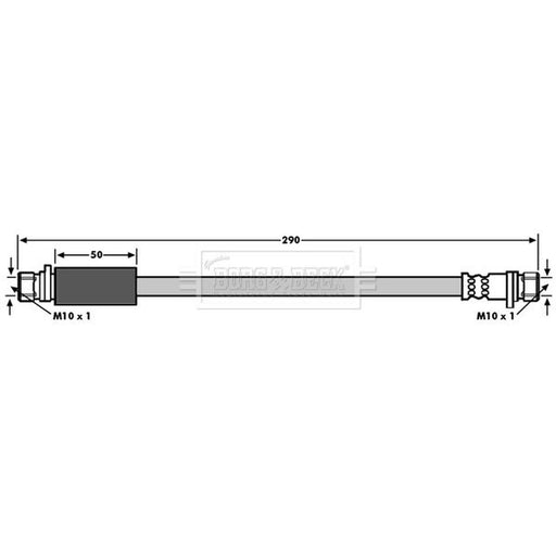 Borg & Beck Brake Hydraulic Hose Line Rear Left BBH6696
