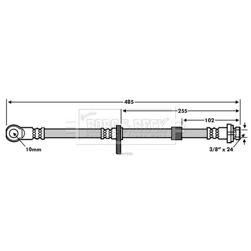 Borg & Beck Brake Hydraulic Hose Line Front Right BBH7555
